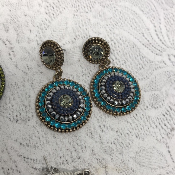 Dazzling rhinestone statement earrings dangle drop boho festival - Picture 5 of 6